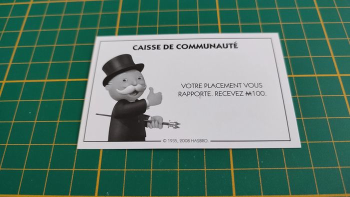 Carte caisse de communauté votre placement vous rapporte pièce Monopoly parties rapides Hasbro #C25