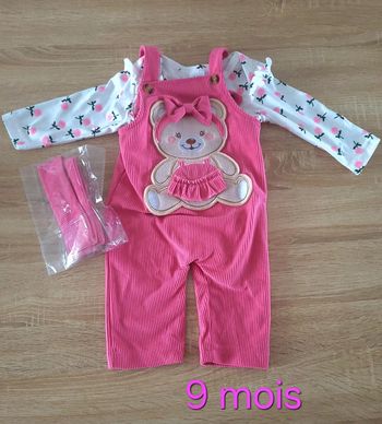 Salopette rose ourson 9 mois