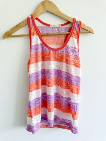 Débardeur à rayure mauve blanc orange taille 38 M Jennyfer