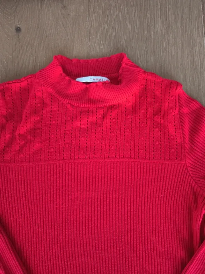 Pull col roulé rouge Camaïeu - photo numéro 4
