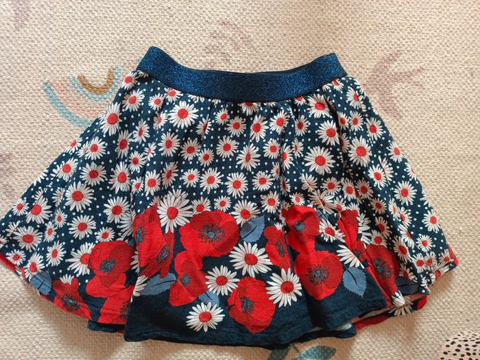 Jupe courte bleue coquelicot rouge orchestra 4 ans