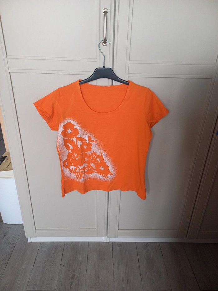 Tee-shirt femme manches courtes orange