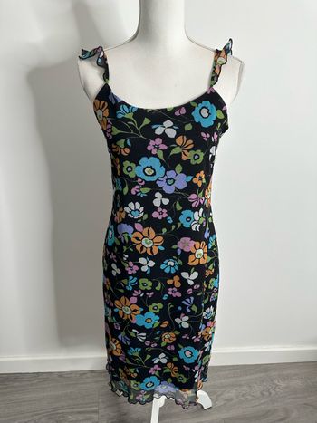 Robe en mesh à fleurs noire et multicolore seventies Y2K Yessica T42 XL