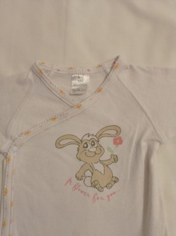 Taille 6 mois 100 pour 100 coton body manches longues avec motif lapin voir photos