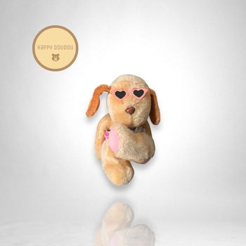 Peluche doudou chien avec lunette de soleil Vintage A649