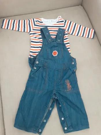 Ensemble salopette jean Mickey - Taille 12 mois