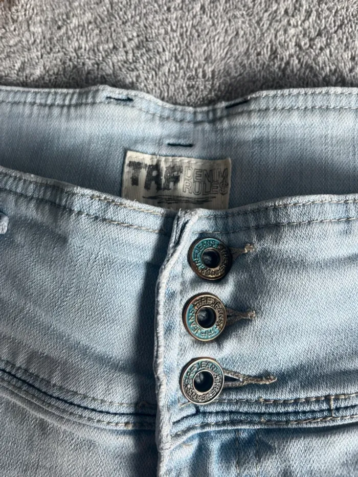 Short en Jean Ykk Taf Denim Rules Taille 40 – Bleu Clair Délavé, Coupe Classique – Casual & Bohème - photo numéro 3