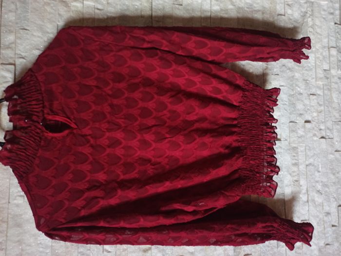 Haut Semi Transparent Bordeaux Femme Taille M - photo numéro 5