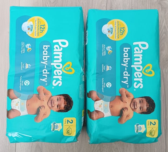 116 couches Pampers baby dry taille 2 - 4 à 8 kg - photo numéro 2