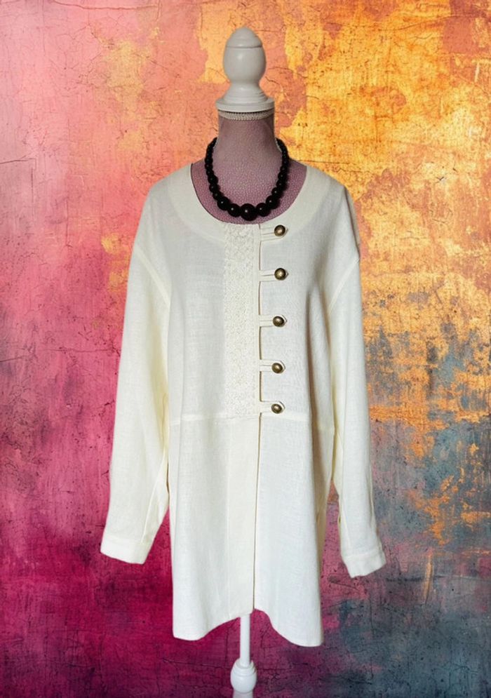 🌾Tunique en lin artisanale cottagecore bohème chic M&G taille 40 Austrian Trachten Linen tunic🌾