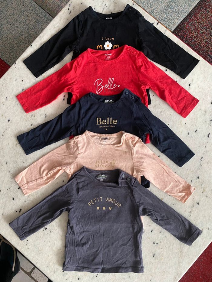 Lot 5 t-shirt manches longues Kiabi 9mois - photo numéro 2