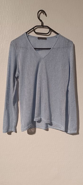 Haut bleu pailleté manches longues – Cassis Collection – Taille 40
