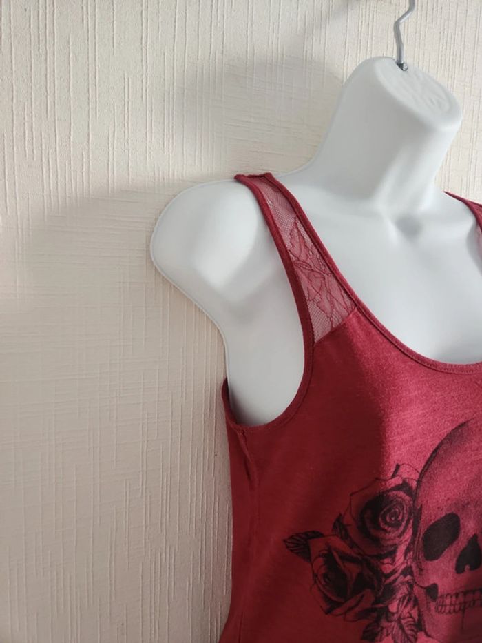 Tee-shirt débardeur Undiz XS bordeaux motif tête de mort - photo numéro 4