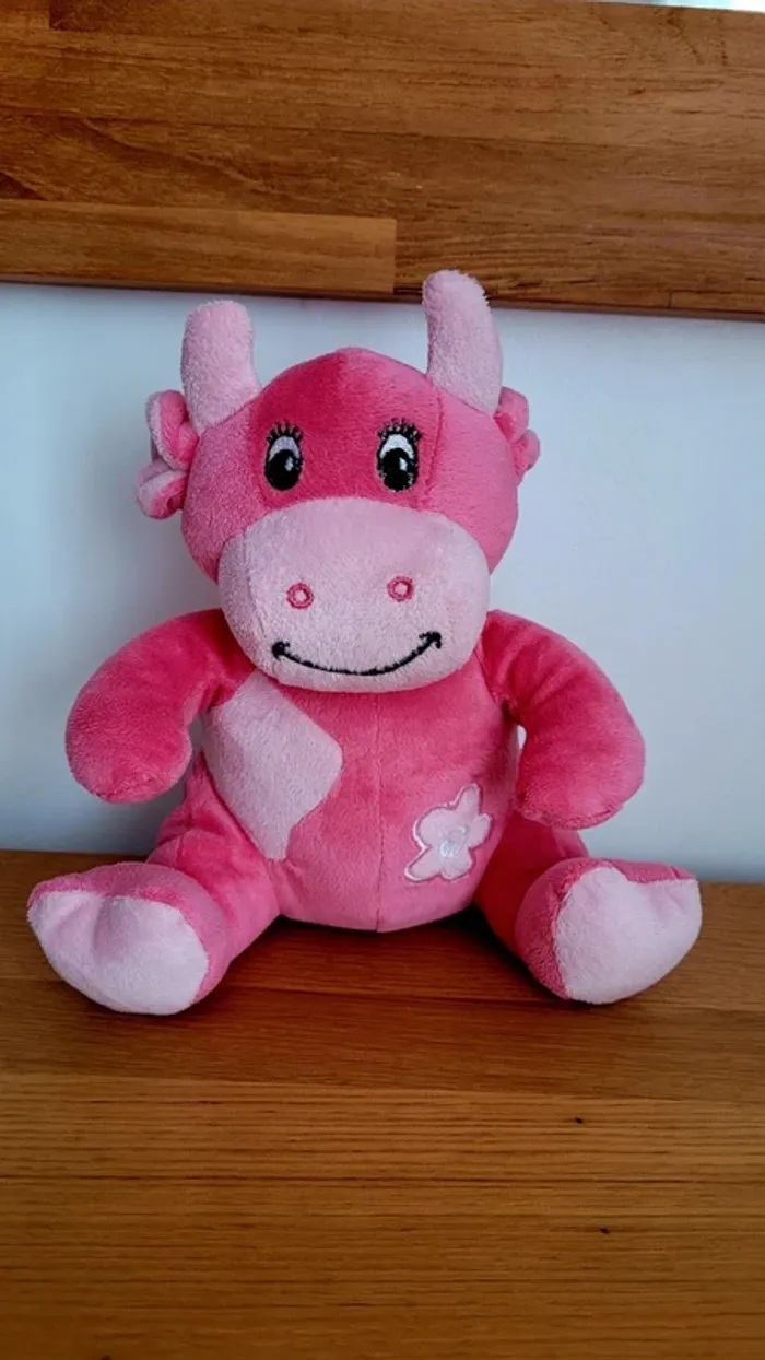 Peluche Vache Rose avec grelot interne
