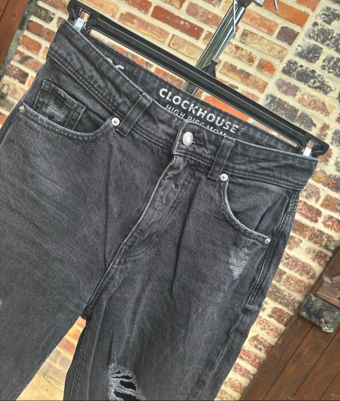 👖 Jean noir déchiré Clockhouse High Rise Mom – taille haute (T36) - photo numéro 4