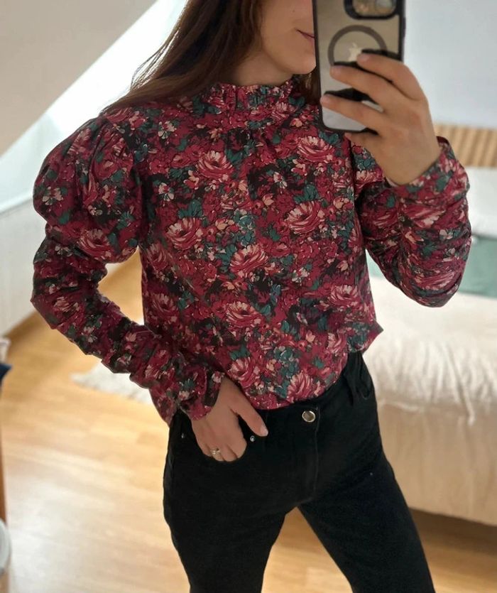 Blouse Fleurie Stella & Suzie framboise