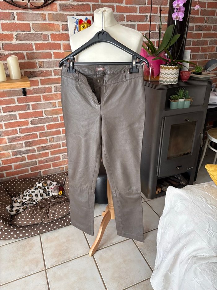 Pantalon cuir kaki grain de malice taille 38