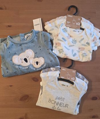 Neufs (non portés) 🏷🥰😍 Lot bodies mc et ml et pyjama 18mois Garçon 😍🥰💙