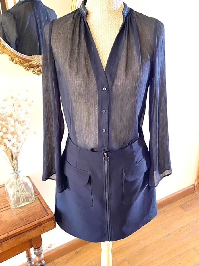 Sublime blouse chemise manche longue noir fluide Zara taille XS - photo numéro 20