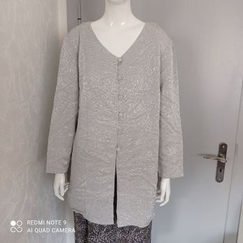 Veste kimono blazer t46/48 argenté