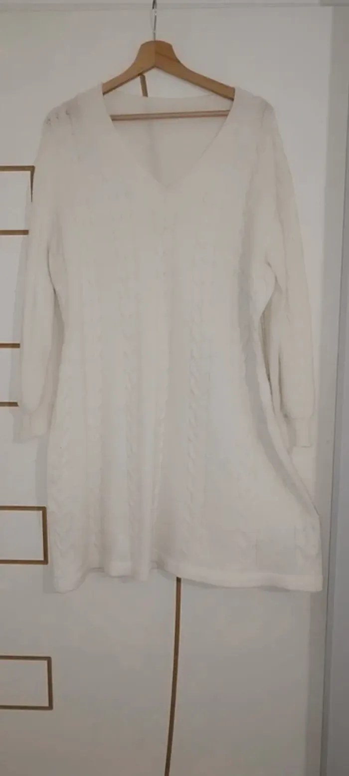 Robe pull femme blanc