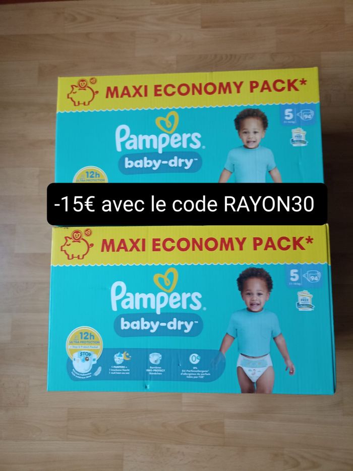 2 cartons couches Pampers baby- dry T5 taille 5