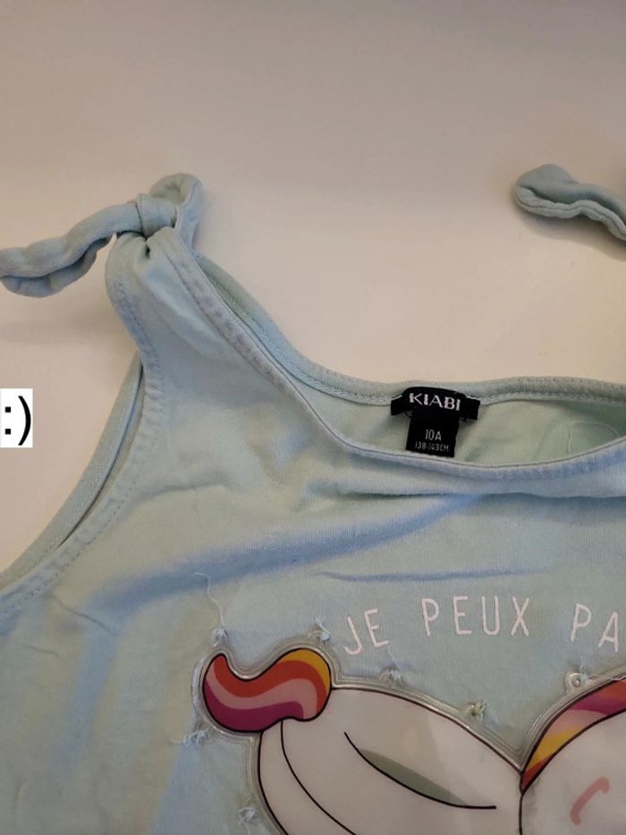 Débardeur bleu licorne 10 ans - photo numéro 3