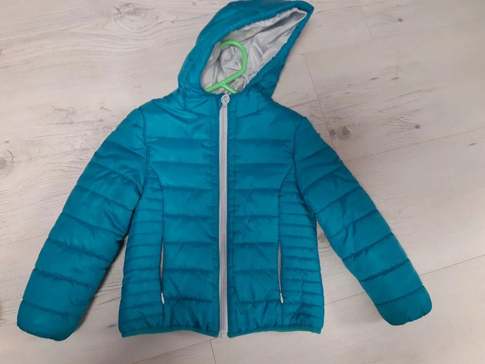 Doudoune 6 ans veste hiver fille bleue turquoise à capuche