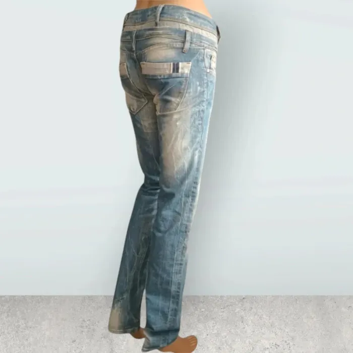 Jean vintage y2k SALSA look boyfriend effet destroy ,coupe straight fit ,taille basse ,100 % coton - photo numéro 5