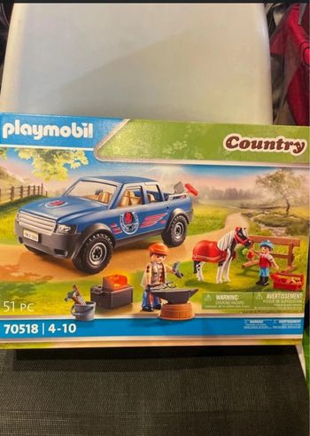 Playmobil country 70518 maréchal ferrant mobile avec son pickup poney poulain enfant neuf.
