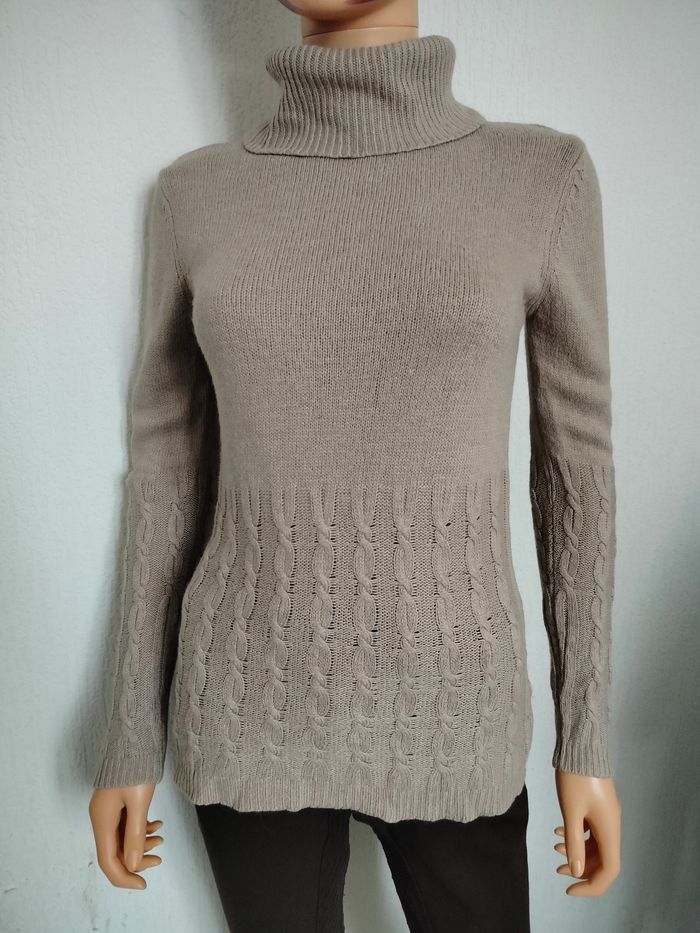 Pull col roulé irlandais taupe S N*320