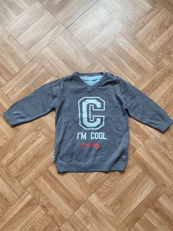Sweat pull à col en V gris taille 12 mois Gémo