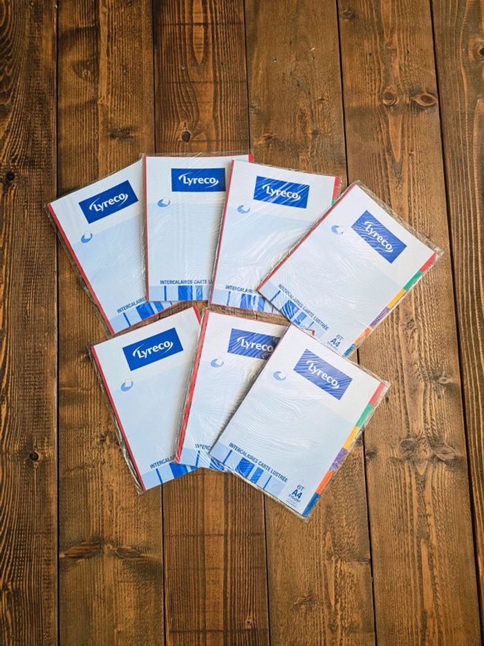 Lot de 7 lots d'intercalaires A4 6 séparations Lyreco neufs