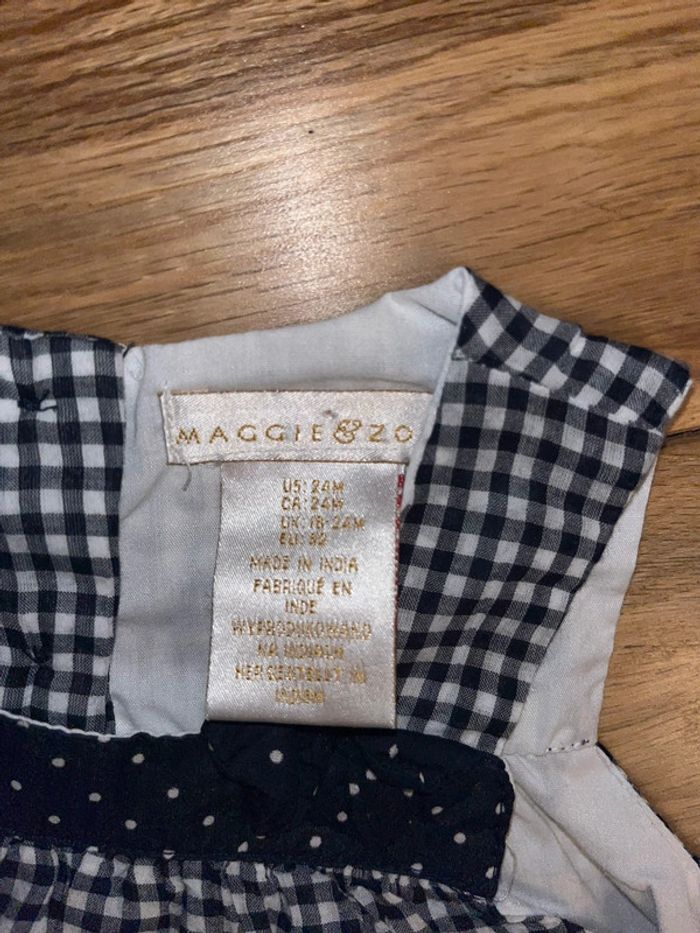 Robe Vichy bleu et blanc très bon état 86cm/18-24mois maggiezo - photo numéro 2
