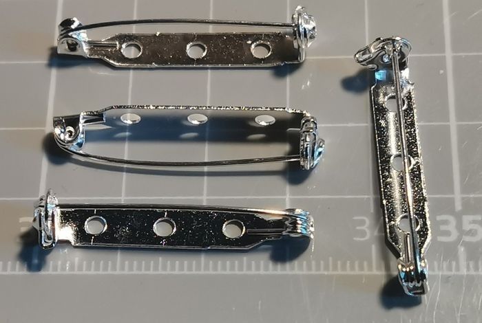 4 x supports de broche 30 mm - 3 trous en métal argenté - photo numéro 3