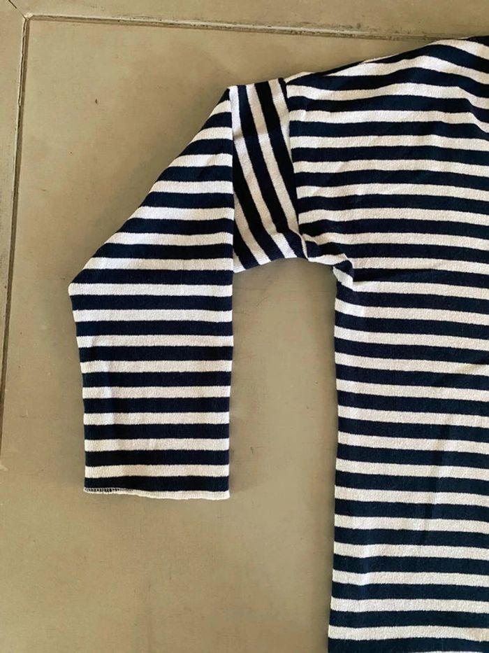 Pull Marinière en maille blanche et marine à rayures taille M - photo numéro 14