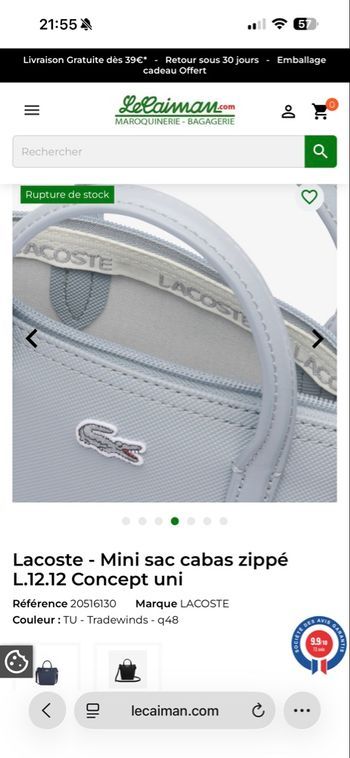 Vrais sac Lacoste