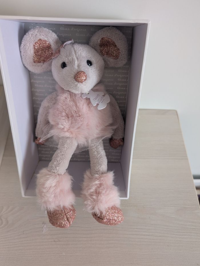 Peluche souris rose histoire d'ours