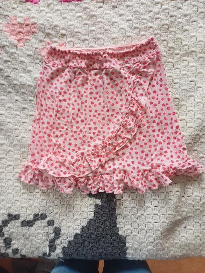 Jupe taille élastique à fleurs