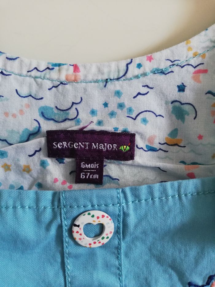 Robe salopette turquoise, 6 mois, Sergent Major, en très bon état - photo numéro 8
