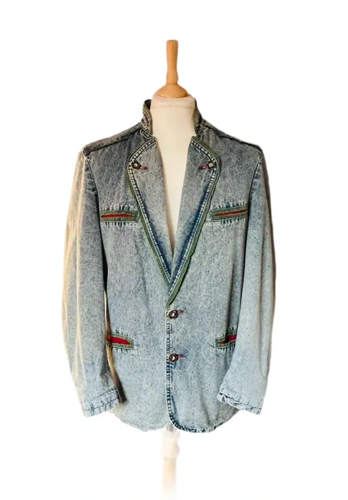 🔷🌿Veste jean Mustang vintage 90s Men’s Denim Jacket Alpine Trachten Y2K size M🌿🔷 - photo numéro 2