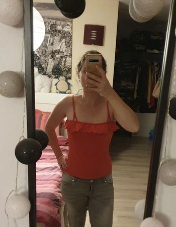 Débardeur Orange foncé à froufrous S