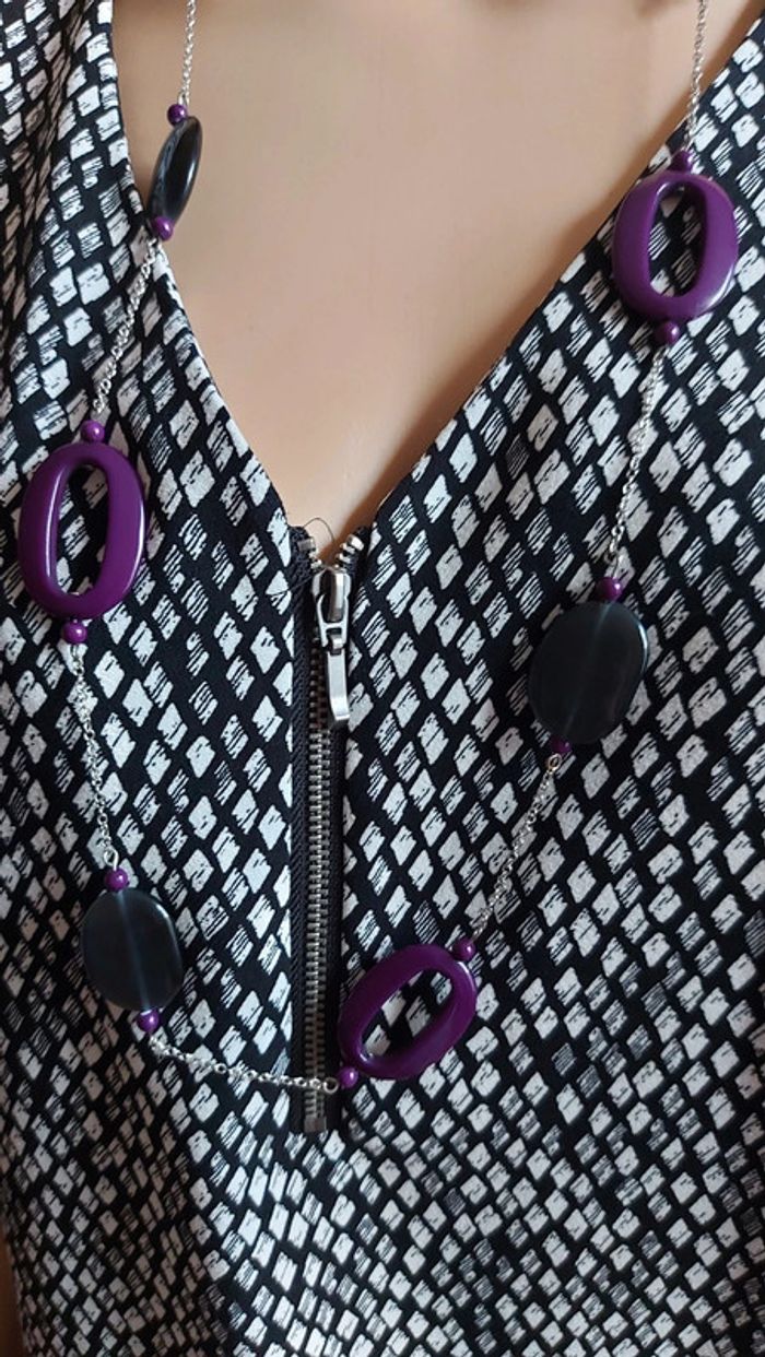 Robe noir et blanc- légère- col V- motif imprimé/ balsamik taille XL/42 - photo numéro 3