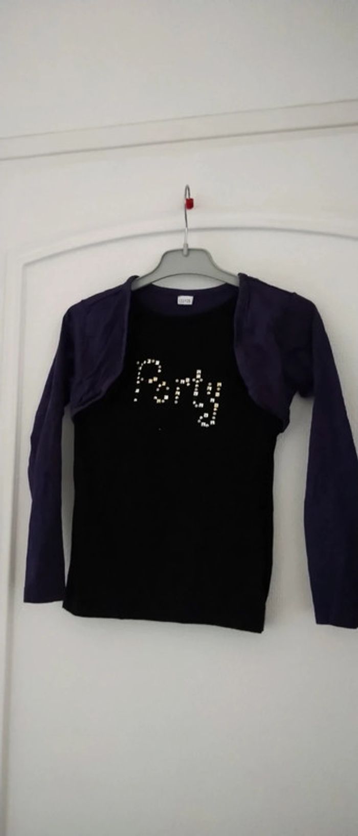 Tee-shirt boléro 2 en 1 de fête noir violet fille 7 ans zeeman - photo numéro 3