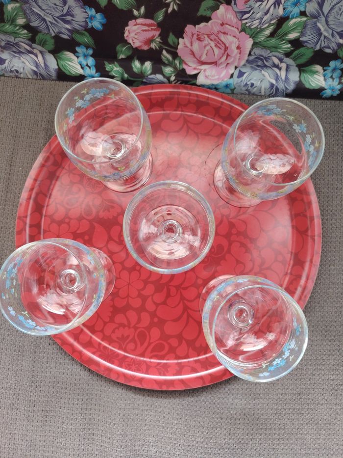 Ensemble de 5 verres à pied myosotis/veronica - photo numéro 4