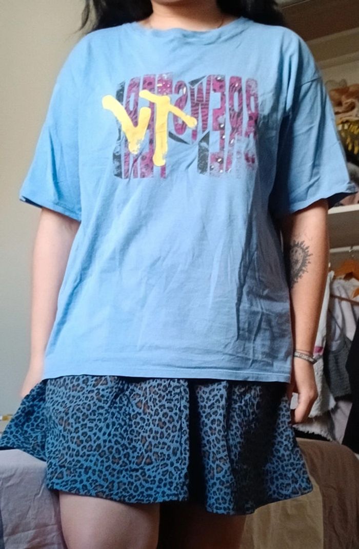 Tee-shirt vintage loose bleu