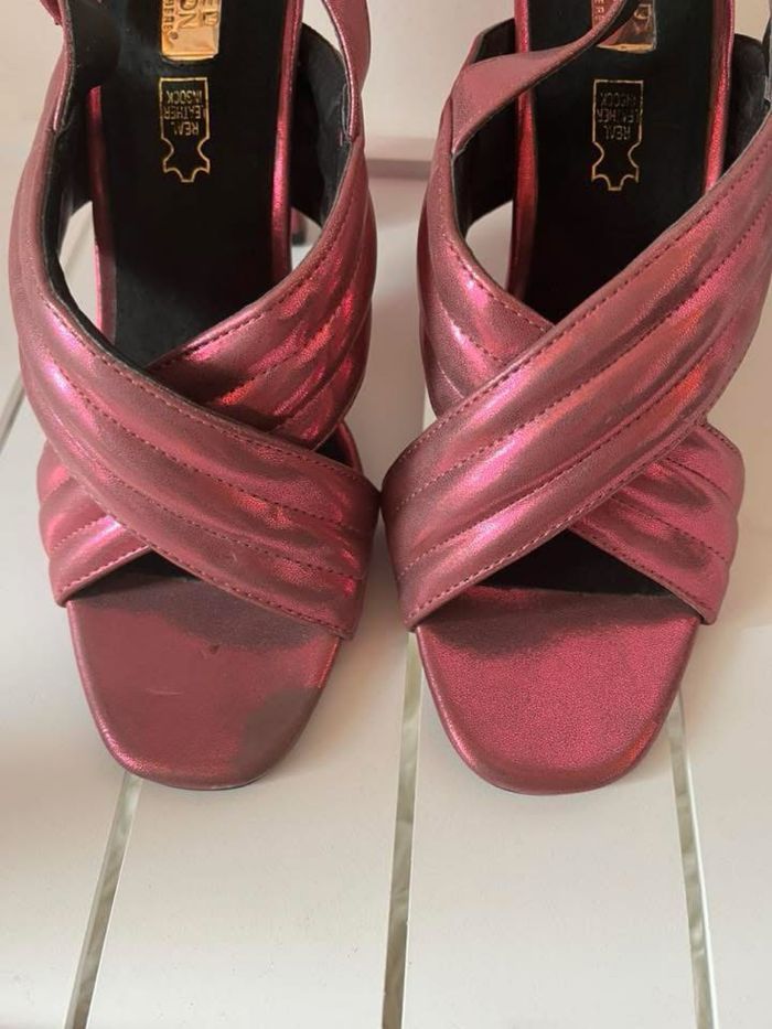 Sandales ouvertes talons violet foncé brillante T40 Atmosphère BE 👡 - photo numéro 9