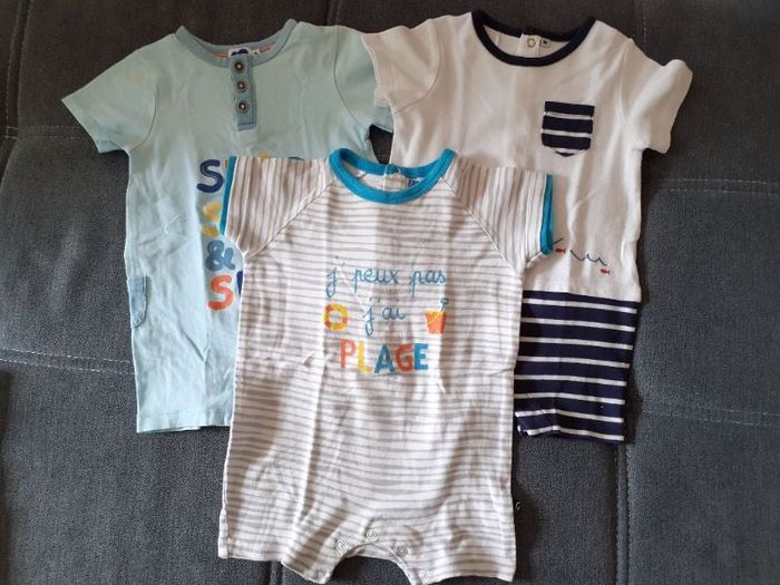 Lot de 3 barboteuses 9mois + 1 donnée