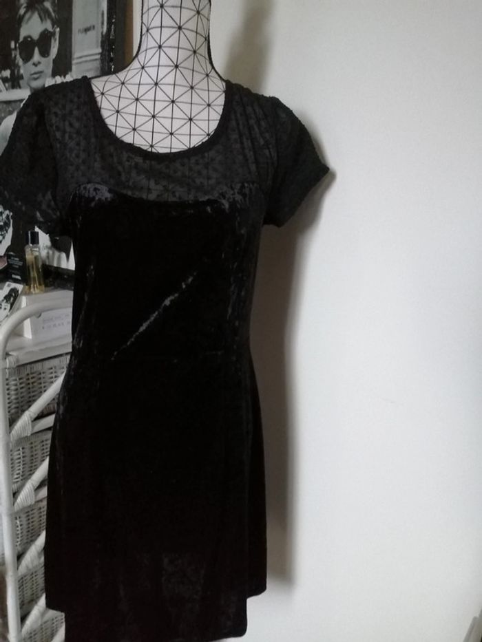 Robe velours et effet dentelle pois - photo numéro 2