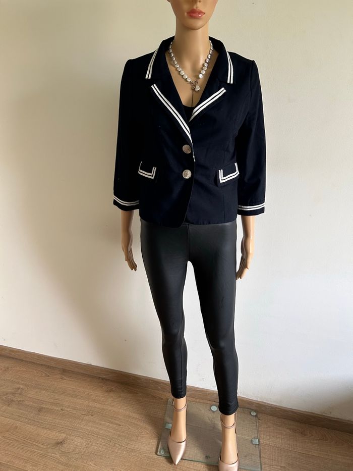 Blazer bleu marine et blanc Molly Bracken taille L TBE - photo numéro 4